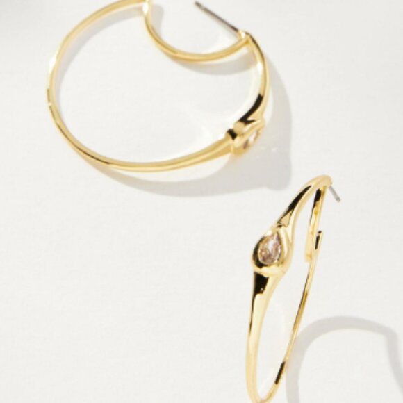 Anthropologie Thin Faceted Hoop Earrings NWT - Picture 1 of 2